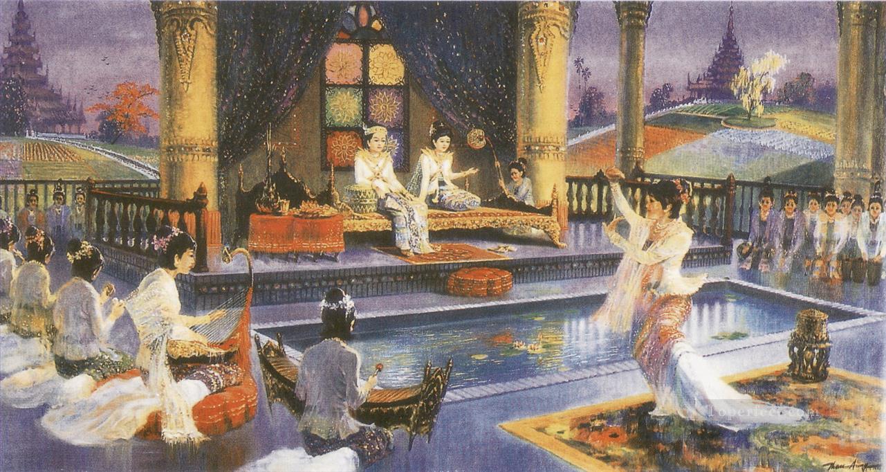 シッダッタ王子とヤソーダラ王女の王室結婚 仏教油絵